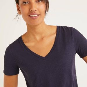 BODEN L large v-neck navy blue tee top shirt NEW NWOT short sleeve